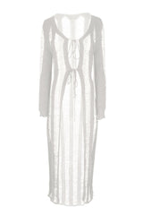 Private Island Distressed Maxi Cardigan Cover Up - Oatmeal - EDGEbyKS