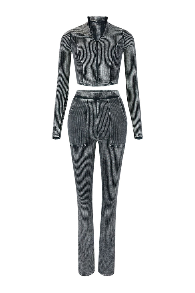 Yuma Mineral Washed Jacket & Pants SET matching sets EDGE Small Grey 