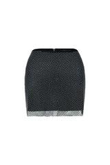 Well Known Rhinestone Fishnet Skirt SKIRT EDGE Small Black 