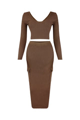 Sweet Sweater Knit Top &amp; Midi Skirt SET matching sets EDGE 