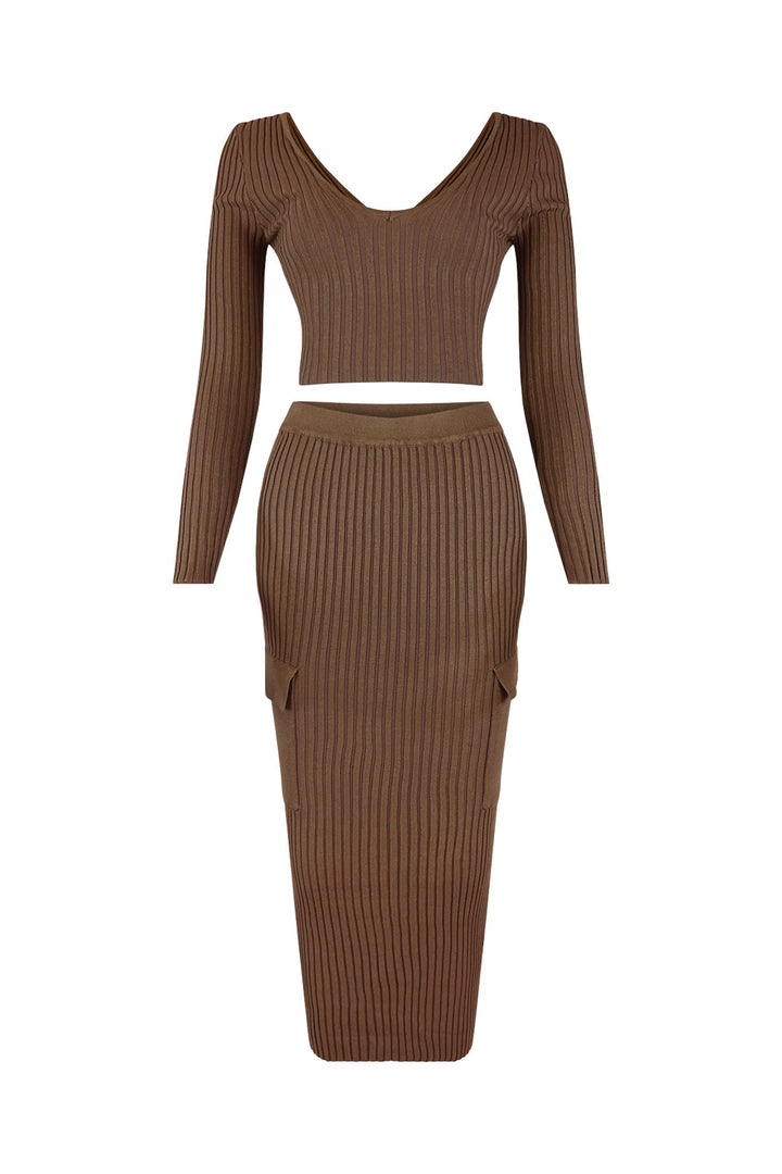 Sweet Sweater Knit Top &amp; Midi Skirt SET matching sets EDGE 