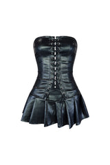 Battlefield PU Leather Corset &amp; Skirt SET matching sets EDGE Small Black 