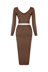 Sweet Sweater Knit Top &amp; Midi Skirt SET matching sets EDGE 