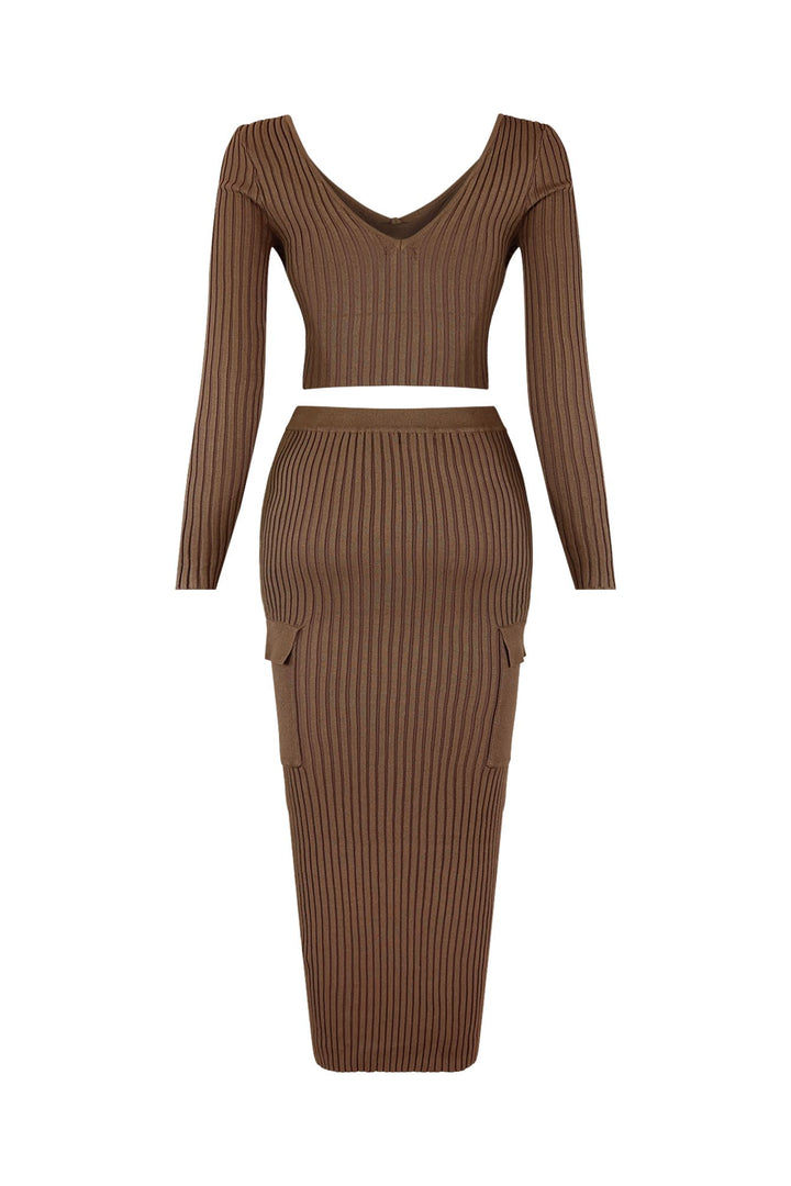 Sweet Sweater Knit Top &amp; Midi Skirt SET matching sets EDGE 