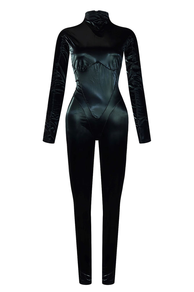 Out Of My Mind Shiny PU Jumpsuit Rompers + Jumpsuits EDGE Small Black 