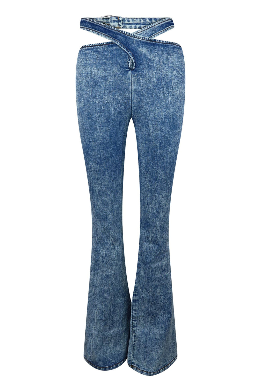 You Make Me Special Washed Waist Cross Detail Denim Pants jeans EDGE Small Denim 