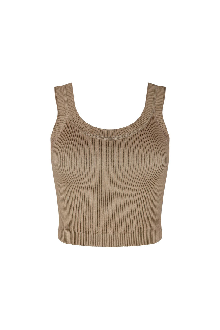 Sienna Ribbed Crop Top Crop Top EDGE Small/Medium Mocha 