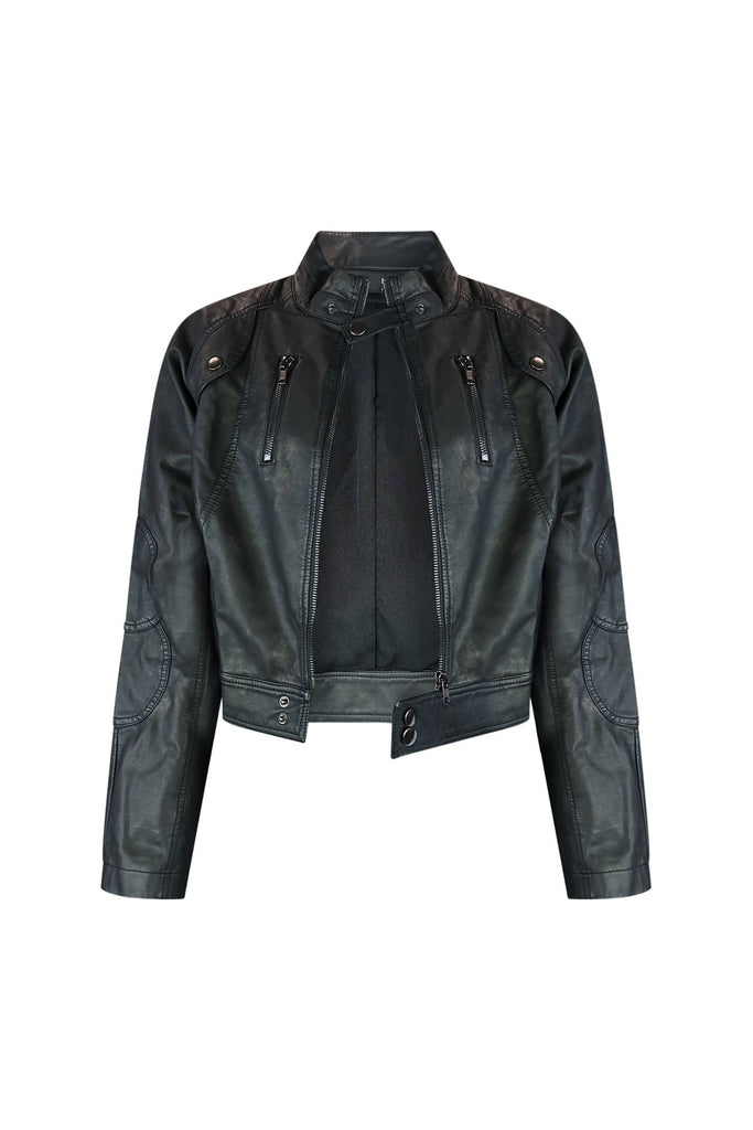 Monet Faux Leather Jacket Outerwear EDGE Small Black 