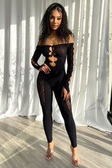 Candice Hallow Out Pearl Off Shoulder Jumpsuit jumpsuit EDGE 