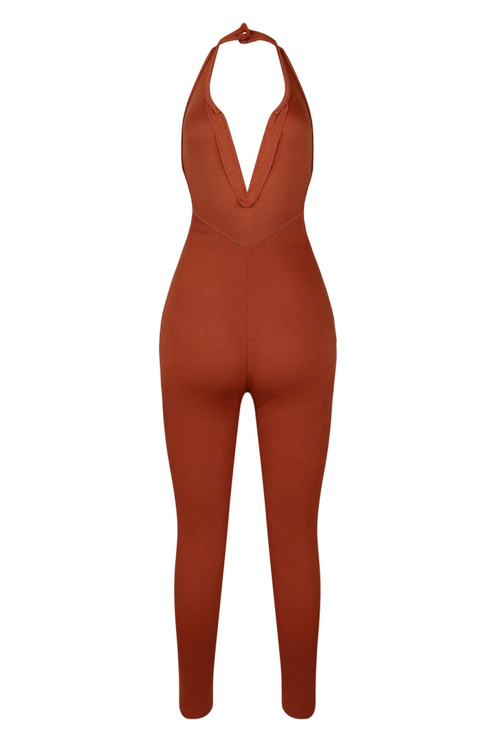 Rachel Wired Halter Neck Skinny Jumpsuit Rompers + Jumpsuits EDGE 