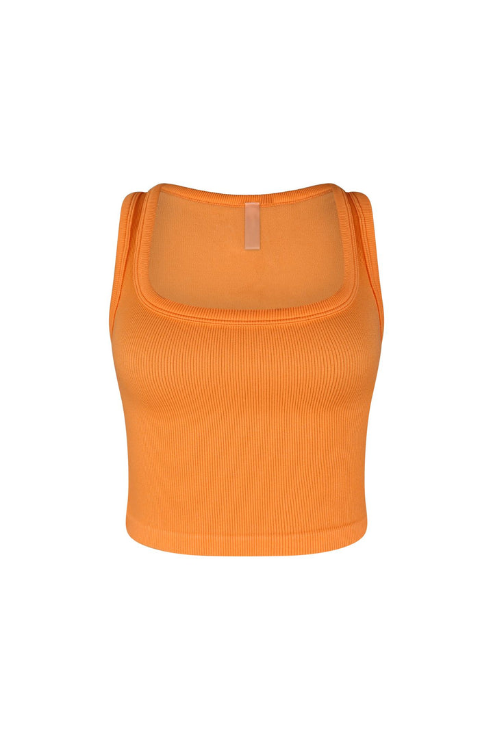 Hallie Basic Ribbed Tank Top Crop Top EDGE Small/Medium Orange 