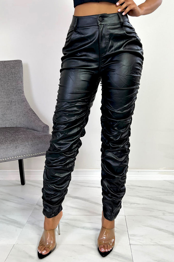 Amiri PU Vegan Leather Ruched Pants bottom EDGE 