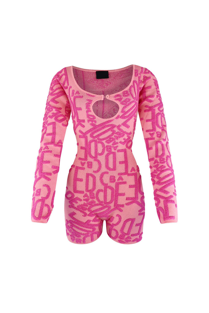 Pink Print Long Sleeve Romper Rompers + Jumpsuits EDGE 