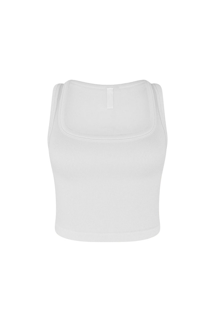 Hallie Basic Ribbed Tank Top Crop Top EDGE Small/Medium White 