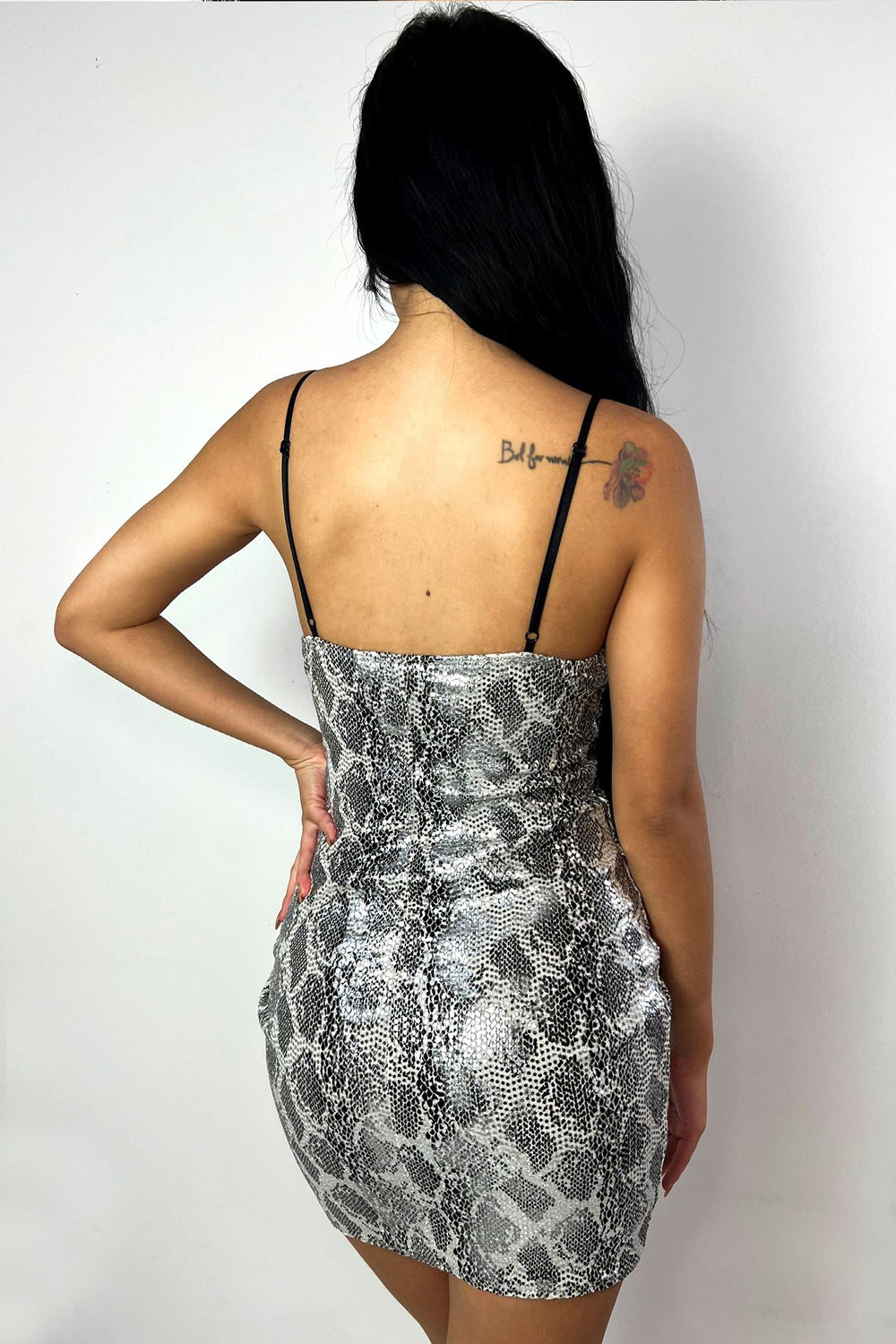 black sequin snake dress Snake Effect Sequin Mini Dress