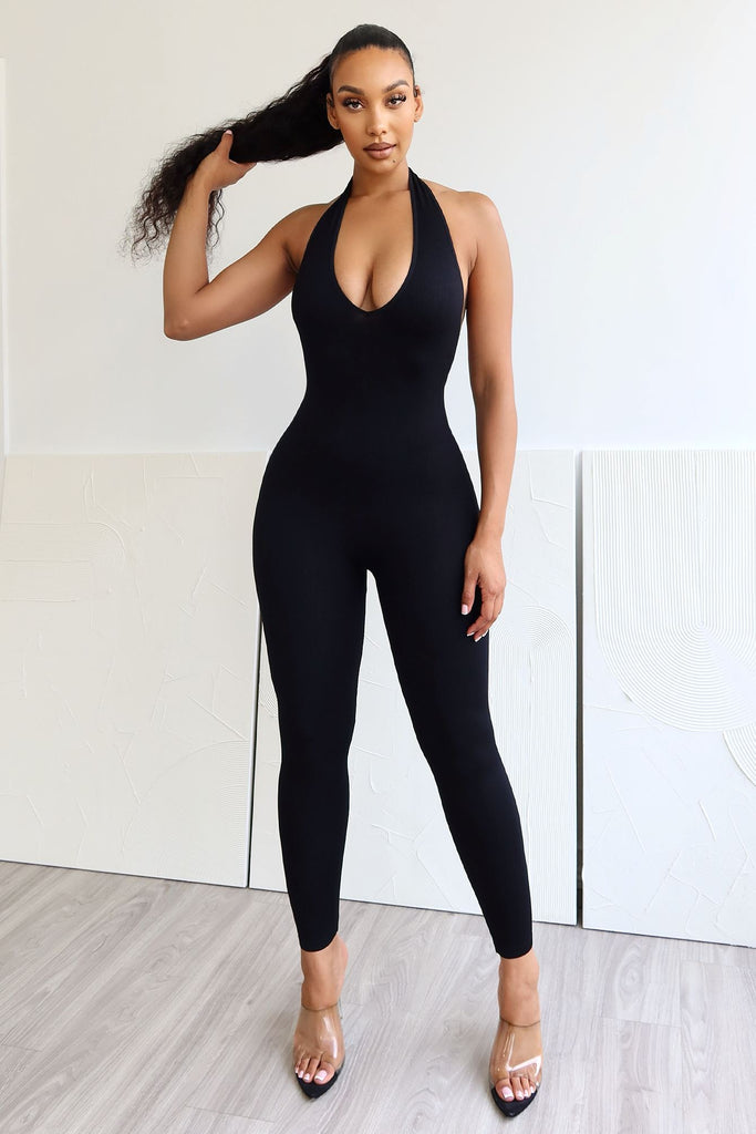 Mila Halter Neck Jumpsuit jumpsuit KNOWSTYLE Small/Medium Black 
