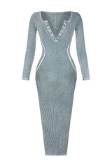 Nadia Mineral Washed Midi Dress Dresses EDGE Small Silver 