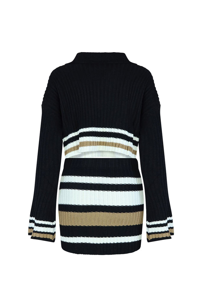 Turn Around Striped Knit Top & Skirt SET matching sets EDGE 