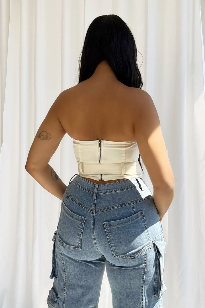 Vanilla Cargo Tube Top - Cream - EDGEbyKS
