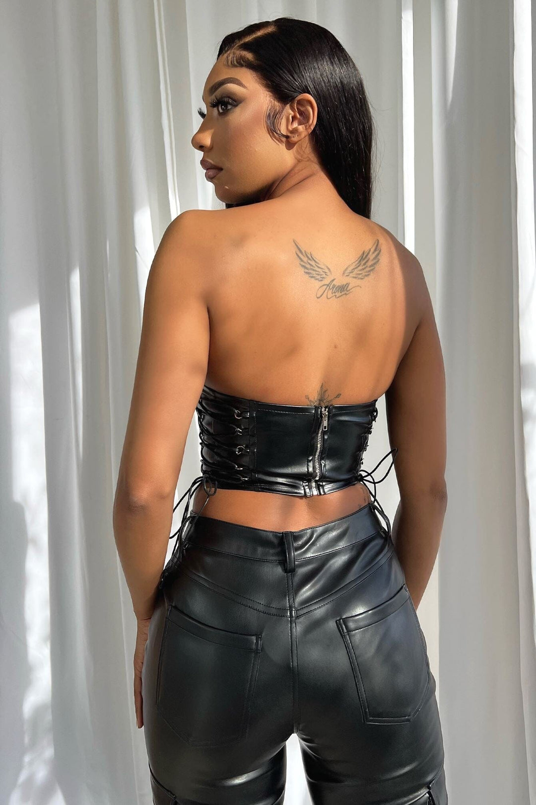 Noir Vegan Leather PU Bustier Corset Top EDGE 