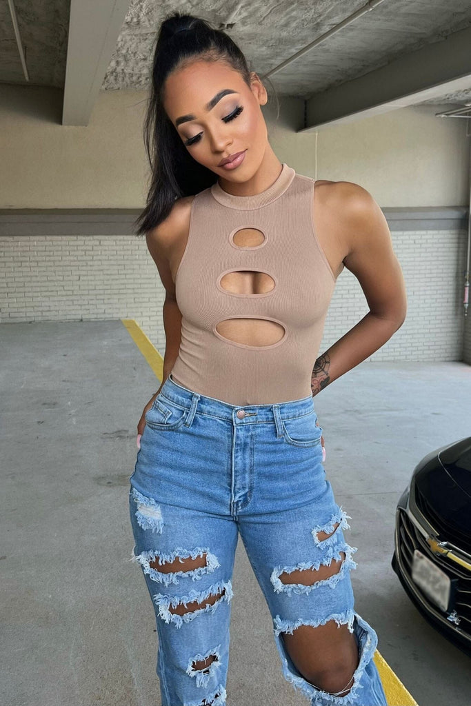 Josie Cutout Bodysuit - Mocha - KNOWSTYLE - EDGE - EDGEONLINESTORE