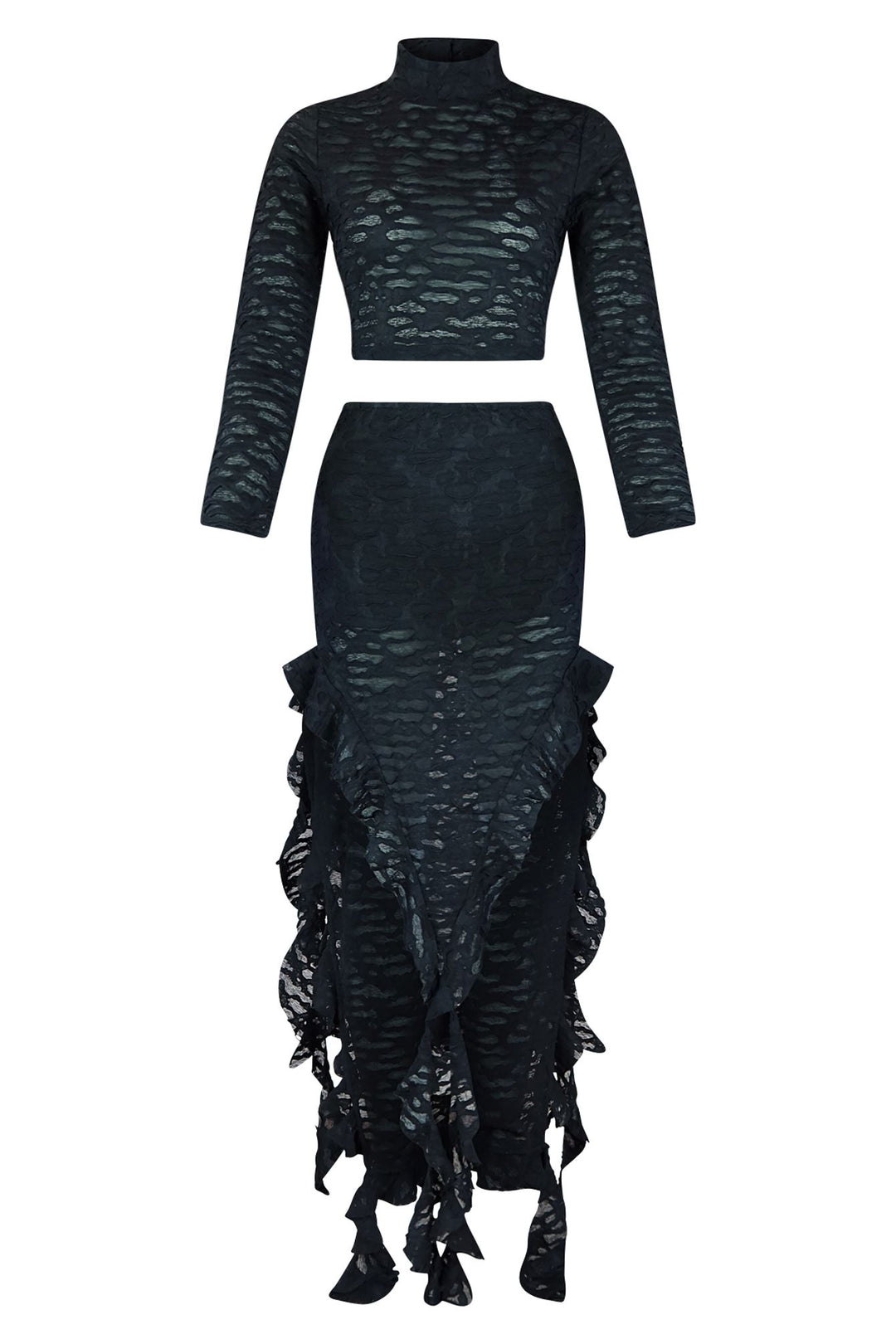 Darla Mesh Top &amp; Maxi Ruffle Skirt SET matching sets EDGE 