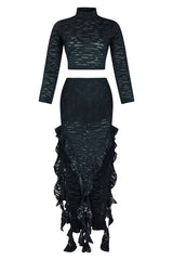 Darla Mesh Top &amp; Maxi Ruffle Skirt SET matching sets EDGE 