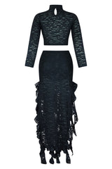 Darla Mesh Top &amp; Maxi Ruffle Skirt SET matching sets EDGE 