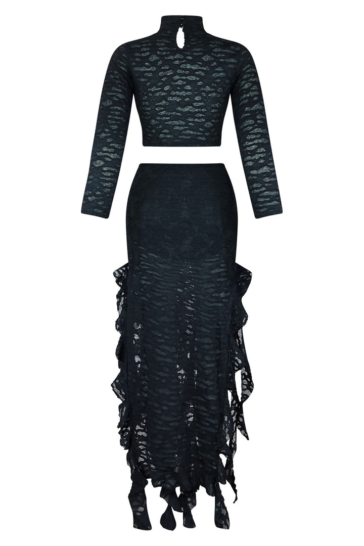 Darla Mesh Top &amp; Maxi Ruffle Skirt SET matching sets EDGE 