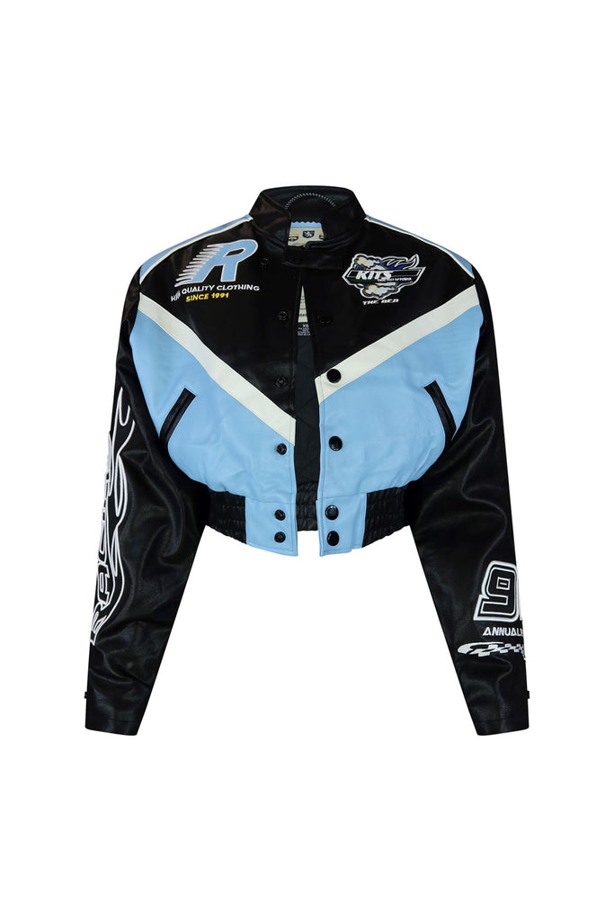 Motorsport PU Leather Jacket Outerwear EDGE X-Small Blue 
