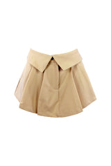 Irish Cream Pleated Mini Skort SKIRT EDGE Small Taupe 