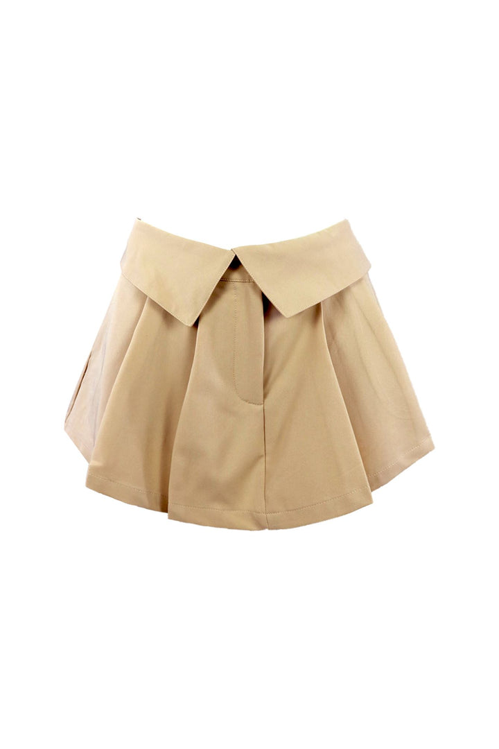 Irish Cream Pleated Mini Skort SKIRT EDGE Small Taupe 