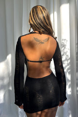 Zion Long Sleeve Mini Dress - Black - EDGEbyKS