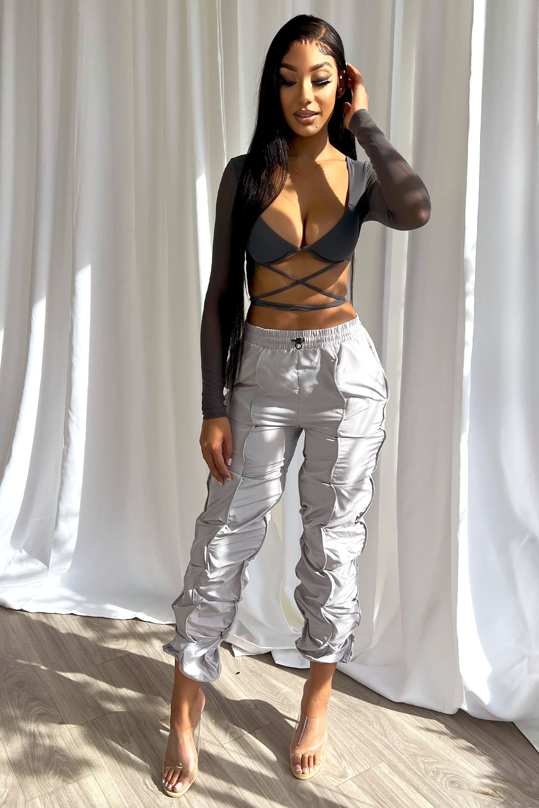 Crystal Mesh Bustier Top Crop Top EDGE 