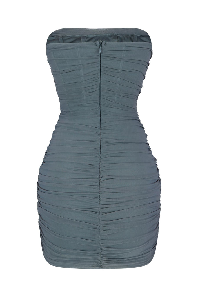 Not Too Late Mesh Ruched Mini Bustier Dress Dress EDGE 