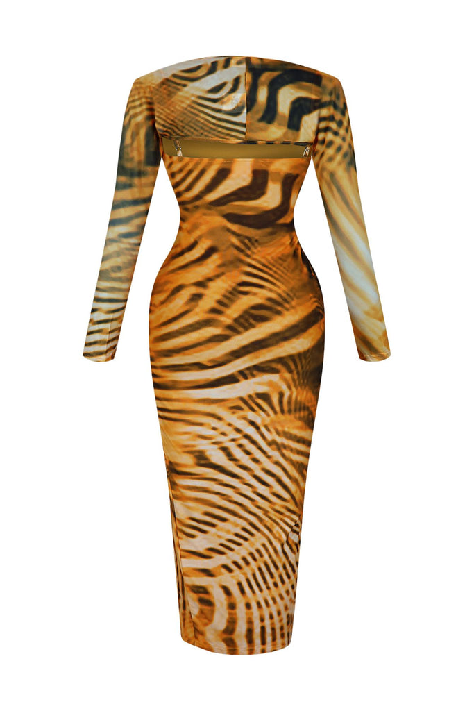 Lioness Print Mesh Dress & Bolero SET Dresses EDGE 
