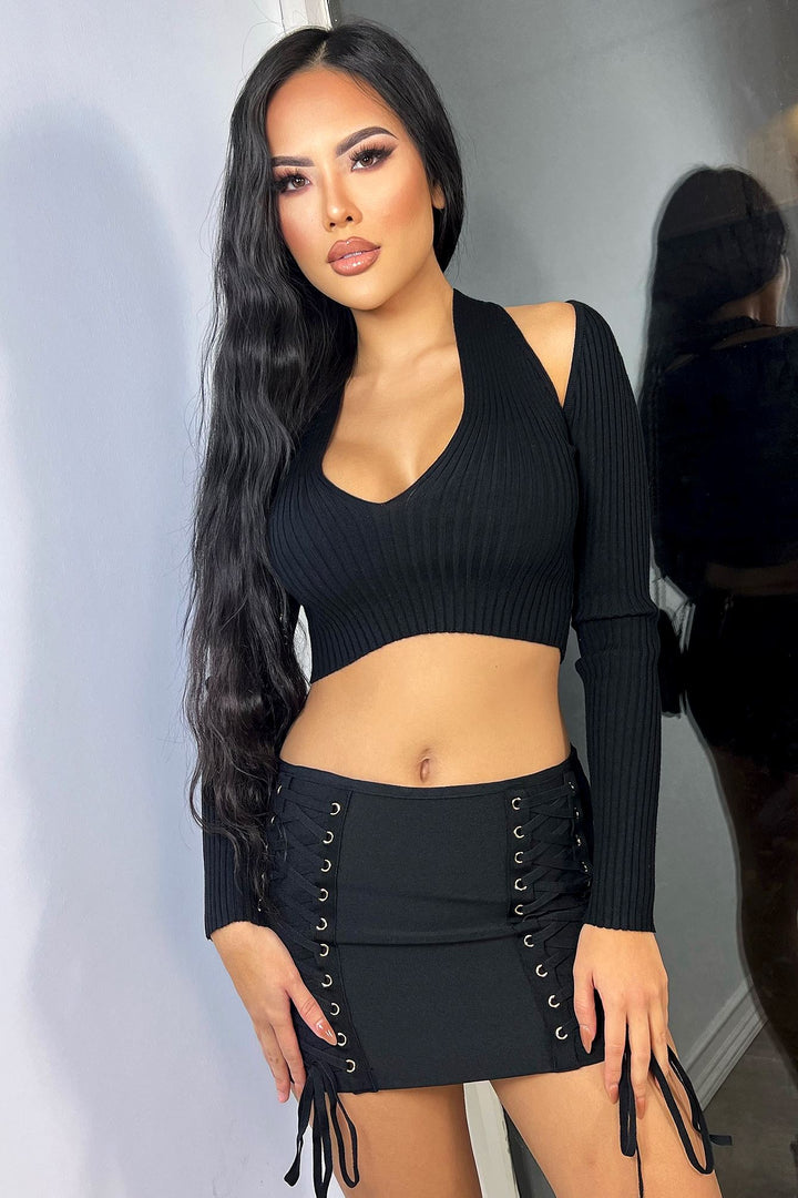 Cutting Corners Cutout Sweater Cropped Top Crop Top EDGE 