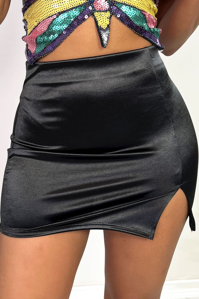 Luscious Satin Mini High Waisted Skirt SKIRT EDGE 
