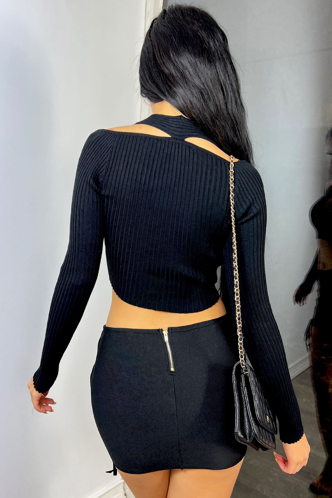 Cutting Corners Cutout Sweater Cropped Top Crop Top EDGE 