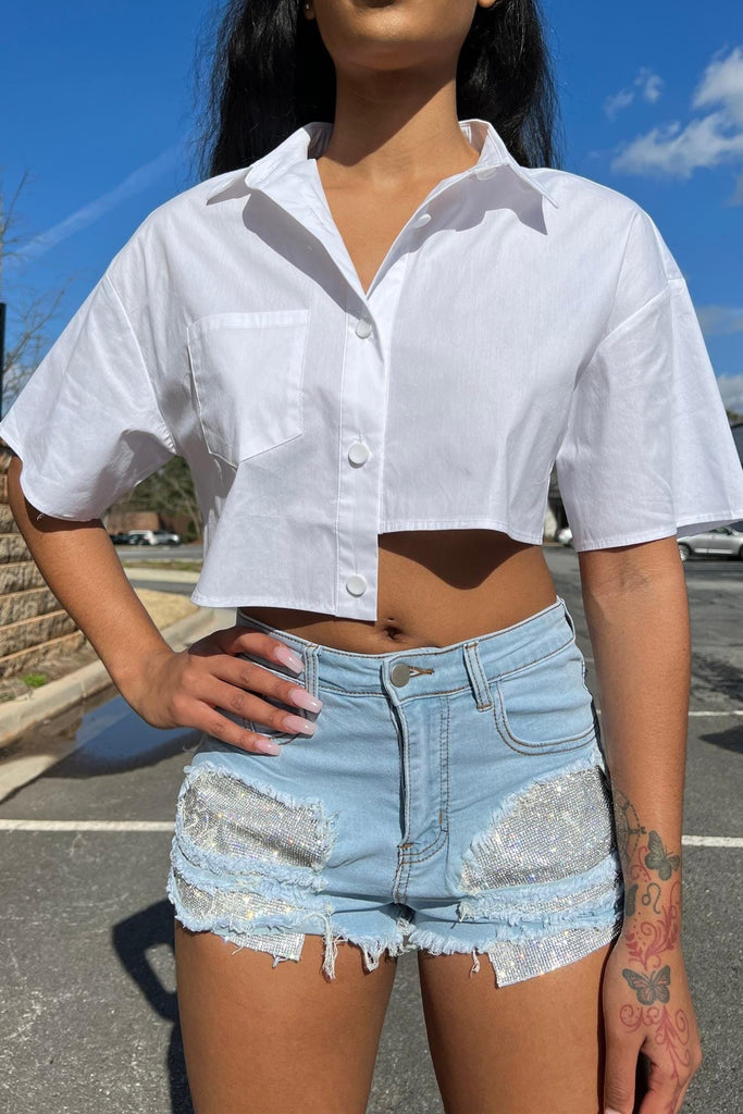Chic Collared Crop Top - White - KNOWSTYLE - EDGE - EDGEONLINESTORE