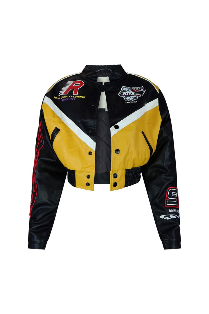 Motorsport PU Leather Jacket Outerwear EDGE X-Small Gold 