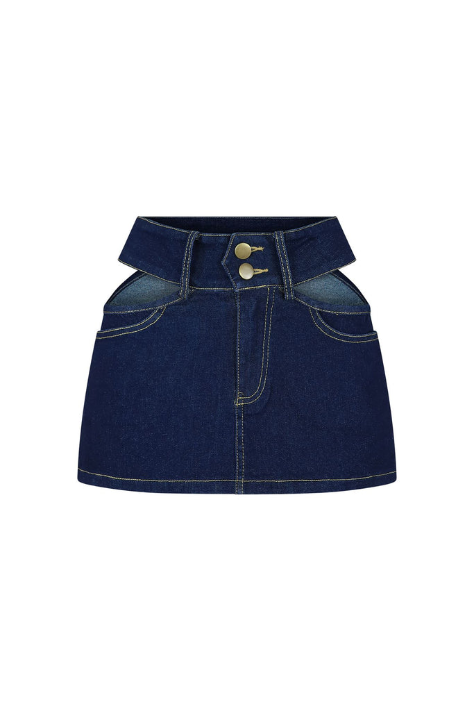 In The Mix Cutout Denim Micro Skirt SKIRT EDGE Small Indigo blue 