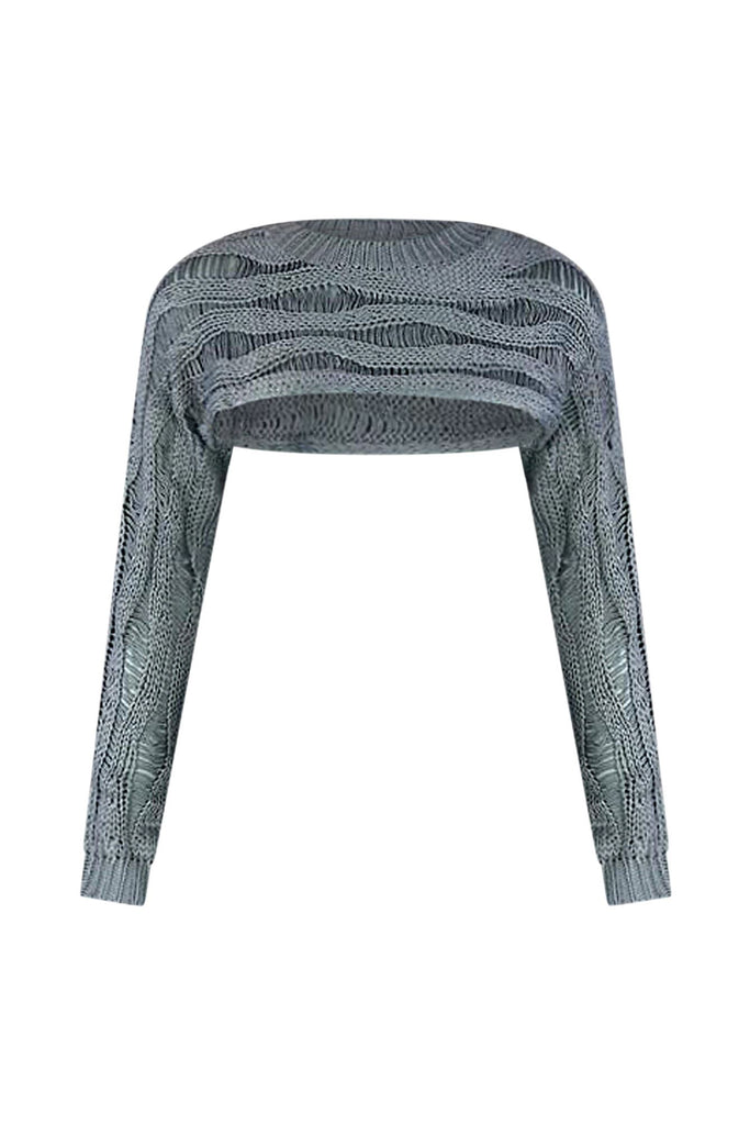 Serra High Cropped Knit Long Sleeve Top Top EDGE Small/Medium Grey 