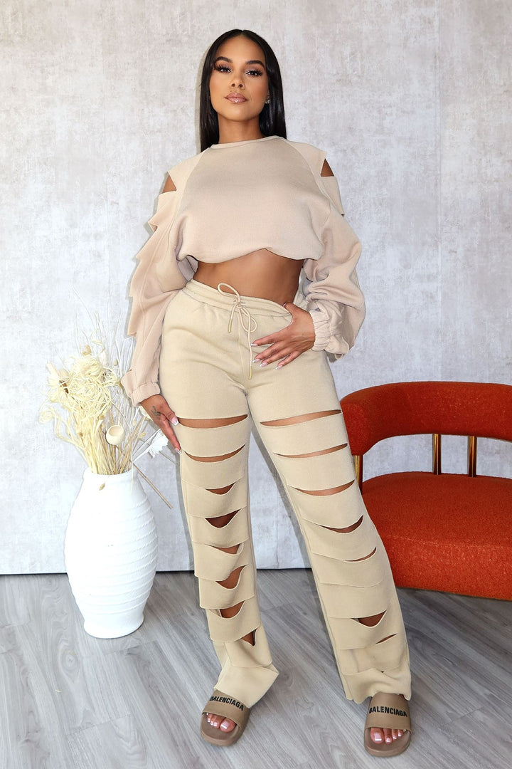 This Is Me Cutout Pants pants EDGE Small Sand 