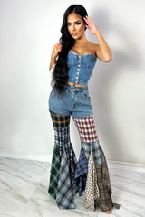 Bust Down Denim Bustier Tube Top Crop Top EDGE 