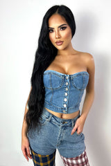 Bust Down Denim Bustier Tube Top Crop Top EDGE 