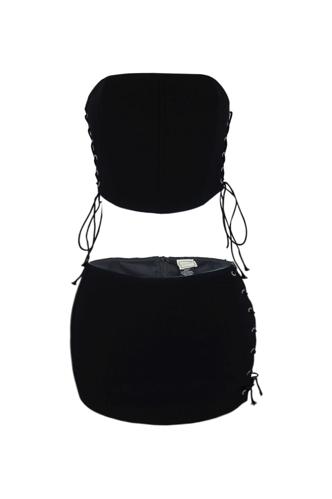 Life Of Sin Lace Up Top &amp; Skirt SET matching sets EDGE Small Black 