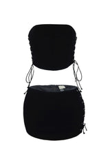 Life Of Sin Lace Up Top &amp; Skirt SET matching sets EDGE Small Black 