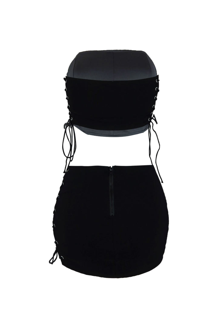 Life Of Sin Lace Up Top &amp; Skirt SET matching sets EDGE 