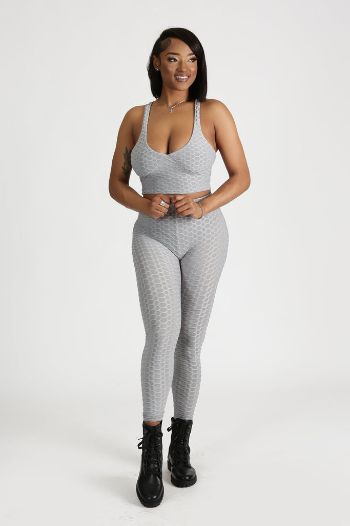 The Great Forever Criss-Cross Back Bra Top & Leggings SET - Grey - KNOWSTYLE - EDGE - EDGEONLINESTORE